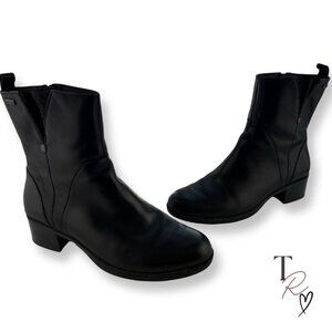 Rockport Black Leather Women’s Gore-tex Ankle Boots Side Zip Booties Size 9